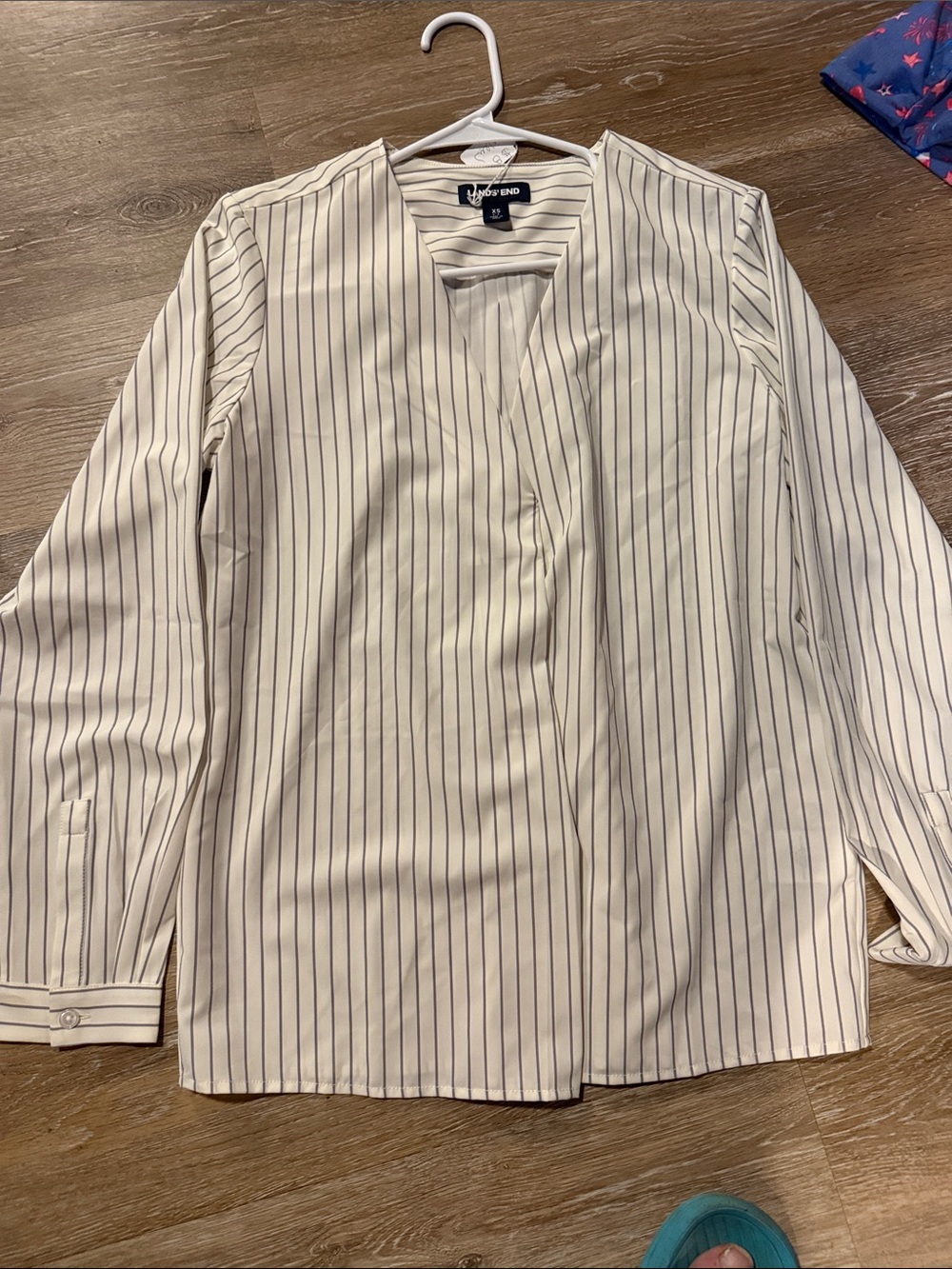 Sanctuary Cream V-Neck Pinstripe Shirt Jacket